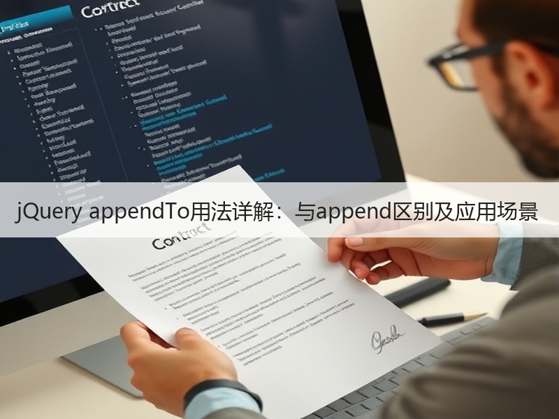 jQuery appendTo用法详解：与append区别及应用场景